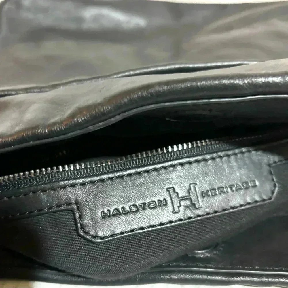 Halston Hmeritage black leather shoulder handbag